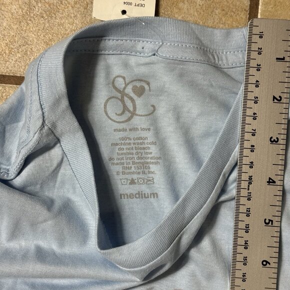 Sabrina Carpenter Ribbon Frame Boyfriend Fit Juniors MEDIUM Blue T-Shirt New - Picture 5 of 5